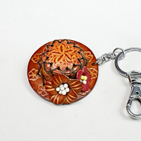 Porte-clés hibou en cuir véritable fait main, motif 3D pressé, breloque de sac, pendentif animal oiseau pour ornement de sac à main, souvenir, cadeau
