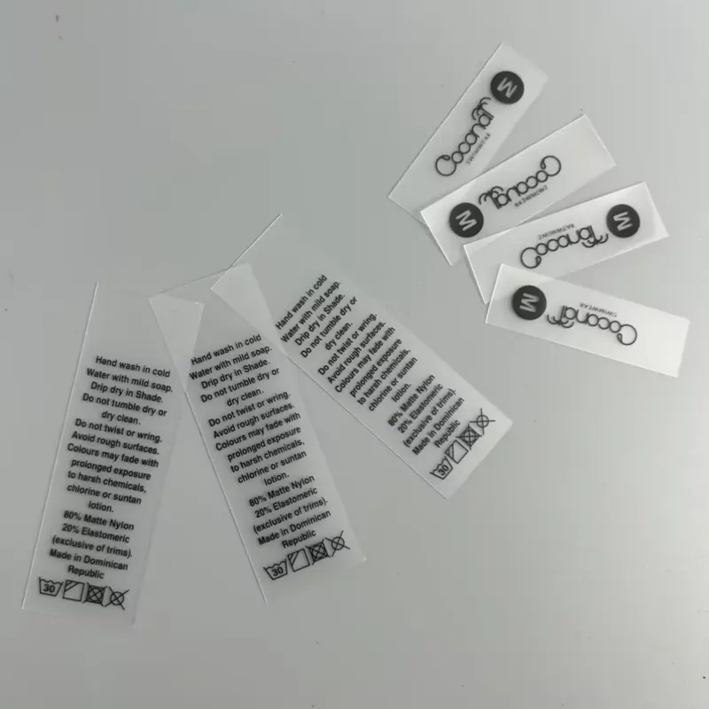 사용자 정의 스크린 인쇄 세척 관리 지침 TPU 라벨 투명 의류 인쇄 라벨