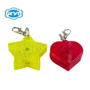 HOT Factory Supply Reflective Keychain Star Heart LED Shape Reflector for Gifts in Shanghai of KW127