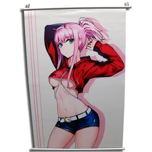 Home Decor Wall Scroll Anime Posters Custom Sublimation Print Silk Style Fabric Polyester Hanging Poster