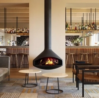 Cheminée suspendue de fabrication chinoise, autoportante, en bois et acier, pour intérieur, maison, villa, hôtels, chauffage au feu réel, bois de chauffage suspendu