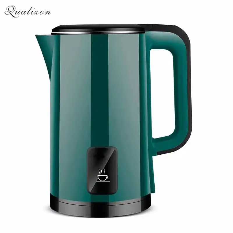 Çift duvar elektrikli su ısıtıcısı siyah renk Oem Logo özelleştirilmiş hızlı su çaydanlık çay makinesi dikişsiz ısıtıcılar