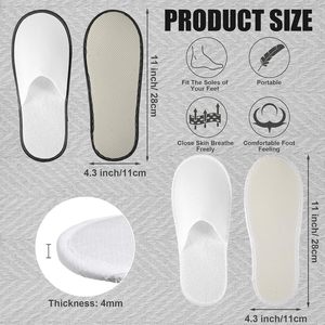 Chaussons doux, respirants et antidérapants pour hôtel, spa, maison, location, voyage, mariage, blanc, blanc - Product Image 6
