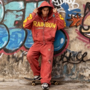 <span class=keywords><strong>Felpa</strong></span> con Cappuccio Vintage Personalizzata per Uomo, Nuova Collezione, Effetto Invecchiato con Stampa Ispirata alle <span class=keywords><strong>Fiamme</strong></span> Retrò - Product Image 1