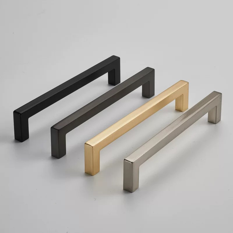 Modern Square Solid Aluminum Cabinet Pulls Matt Black Cupboard Door Handles Heavy Duty Kitchen Drawer Hardware Wholesale