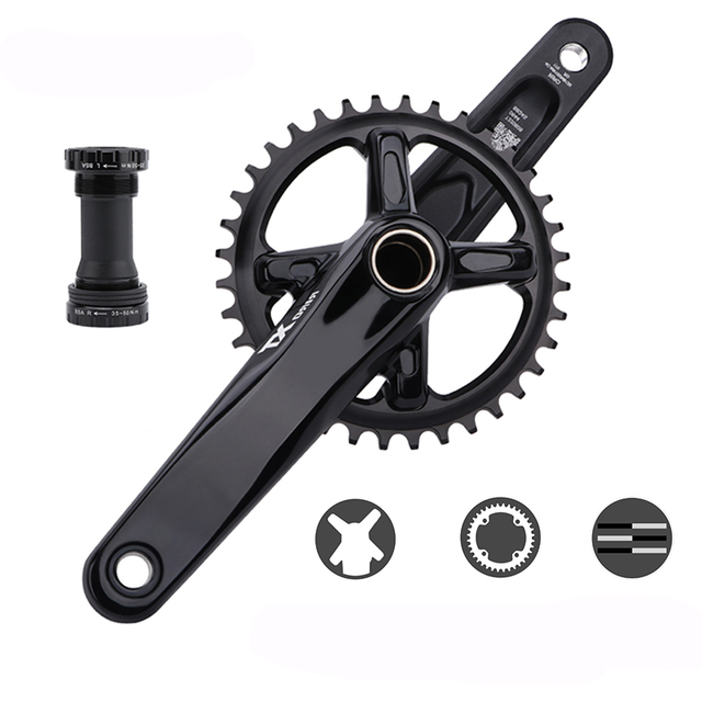 MTB Crankset 104BCD 32-38T 170/175mm MTB Crankset Ultra Light Hollow Crank Set with BB 9/10/11/12 Speed Bicycle Parts