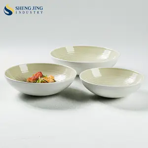 Creative Thread Design Ceramic Bowl Yellow Round Soup Bowl Can Custom Logo Restaurant Hotel Porcelain Saladier Noodles Bowls