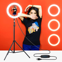 Ring Light dengan Tripod Stand Ringlight Pencahayaan Fotografi Lampu Kecantikan 10 Inch Lampu Selfie LED Ring Light