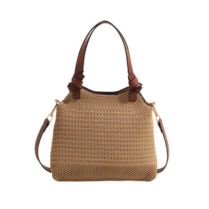 Bolso de playa tejido a mano Unisex nuevo estilo 2025 logotipo personalizado bolso de hombro de verano informal para mujer con logotipo carnal - Product Image 6