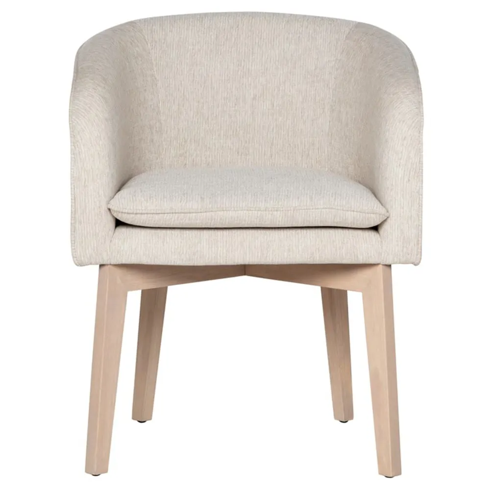 Juego de sillas de comedor de lujo moderno, sillón blanco individual, tela Boucle de terciopelo azul, patas de madera, concepto Wabi Sabi de gama alta