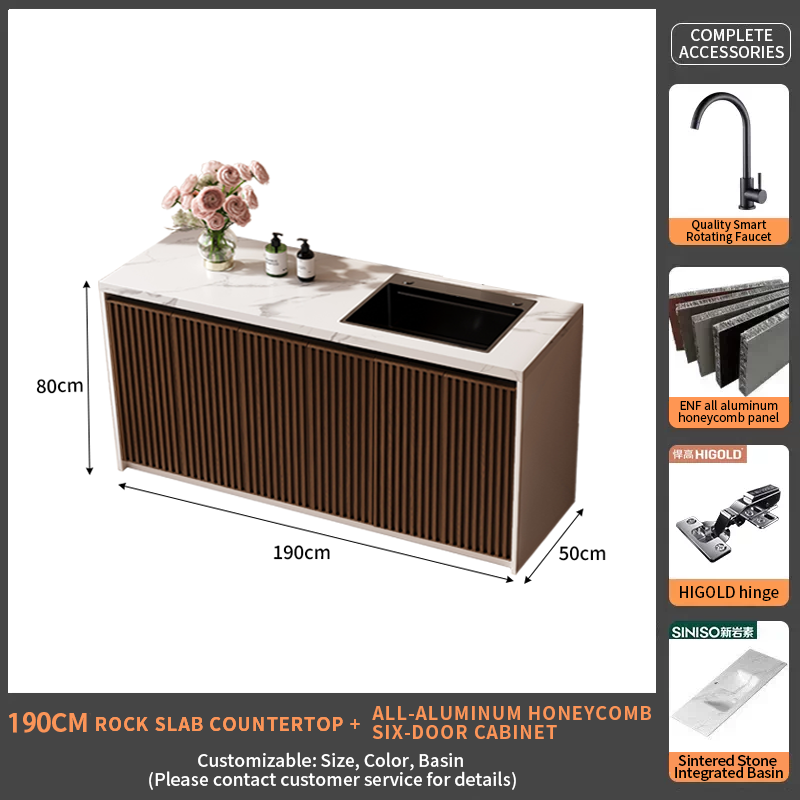 190Rock Slab Countertop + Six Door Cabinet