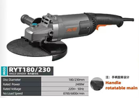Meuleuse d'angle professionnelle haute puissance RYT2400W - Disque de 180 mm et 230 mm, poignée rotative, meulage des métaux