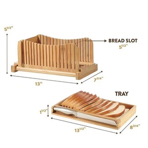 Cortador de pan de bambú con bandeja para migas, bandeja plegable multifuncional para pan, para uso comercial en panaderías - Product Image 3