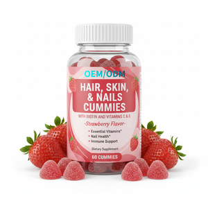 Biotin, C ve E Vitamini İçeren Saç, Cilt ve Tırnaklar İçin Sakızlar - Çilek Aromalı 60 Adet |   Yetişkin OEM/ODM Özel Etiket Toplu Tedarikçisi - Product Image 1