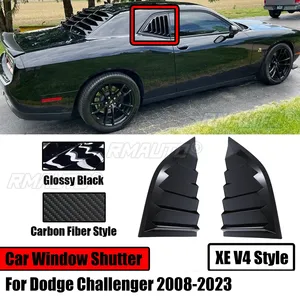 Car <b>Window</b> Shutter for Dodge Challenger 2008-2023 Rear Side <b>Vent</b> Louver XE V4 Style Cover Trim Auto Parts Glossy Black - Product Image 1