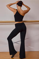 Ensemble de yoga de luxe pour femmes, haut et pantalon de pilates à haute élasticité, sensation de peau nue, doux, vêtements de danse de ballet, évasé, nouveauté 2025