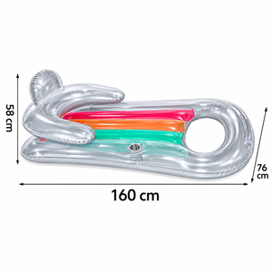 Transat <span class=keywords><strong>gonflable</strong></span> argenté pour <span class=keywords><strong>piscine</strong></span> avec porte-gobelet, appui-tête et accoudoirs - Product Image 3