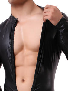 Combinaison <span class=keywords><strong>Cosplay</strong></span> en cuir noir avec fermeture éclair pour homme, body une pièce - Product Image 3