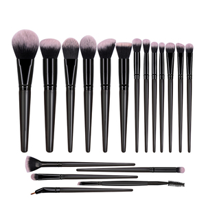 Juego de 15 <span class=keywords><strong>Brochas</strong></span> de Maquillaje de Pelo de Cabra Negro con Brocha Plana, Corrector, Herramientas Faciales, Juego de Alta Calidad para Polvo y Sombra de Ojos - Product Image 1