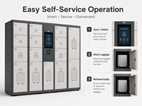 Casillero Inteligente para Almacenamiento de Equipaje, Casillero Electrónico de Autoservicio con Pantalla Táctil para Hotel, Centro Comercial u Oficina
