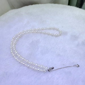Collar de Perlas de Agua Dulce Naturales de Zhuji, 3-5 mm, Redondas, Casi Impecables, Tamaño Ajustable con Cierre de Plata - Product Image 4