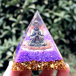 รูปปั้นพระพุทธรูปทรงพีระมิดเรซิ่นอีพ็อกซี่คริสตัล งานฝีมือประดับตกแต่งบ้าน ของสะสมแกะสลักภายในกวนอิมซีซา - Product Image 2