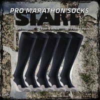 Chaussettes de compression pour course à pied et marathon, longueur mollet, soutien du pied et de la cheville, noires, unisexe