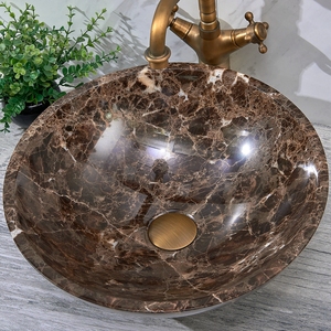 Lavabo <span class=keywords><strong>de</strong></span> <span class=keywords><strong>table</strong></span> rond en <span class=keywords><strong>marbre</strong></span> <span class=keywords><strong>de</strong></span> pierre naturelle, couleur marron, lavabo <span class=keywords><strong>de</strong></span> comptoir, bol rond en <span class=keywords><strong>marbre</strong></span> poli, évier en pierre - Product Image 3