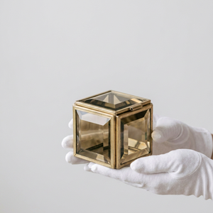 Latest Luxury Mini Golden Beveled Glass Ring Box for Wedding Gifts and Home Decoration - Product Image 2