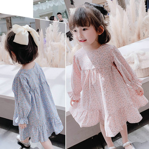 Robes pour Filles en Bas Âge GR48 en Coton Casual, Style Princesse, Manches Longues, Imprimé Floral, Longueur Genou, Robe Écologique Respirante - Product Image 6
