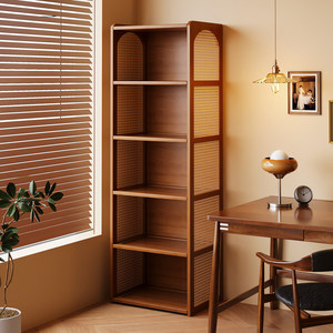 Estantería de pie para materiales en rollo con divisiones ajustables y diseño que se adapta a la pared para sala de estar, dormitorio u oficina - Librería sencilla - Product Image 1