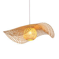 Lampe suspendue en bambou pour chambre à coucher en Asie du Sud-Est, faite à la main en osier, design moderne, LED, télécommande, DIY, diamètre 30 cm