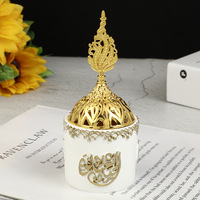 Brûleur d'Encens Électrique Style Métal Oud du Moyen-Orient, Dukhoon Bukhoor Mabkhara, Machine d'Aromathérapie pour Décoration Maison, Hôtels et Mariages