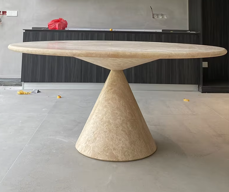 travertine and wood bottom dining tables