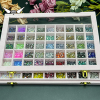 CY Customize Nouveau Kit de 54 styles de strass en verre pour nail art, pierres fantaisie mixtes, à dos plat et rond
