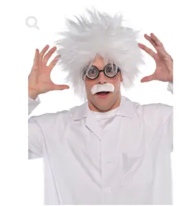 Горячая продажа короткий белый Mad Scientist комплект парик Мужские старые модные парики заводская цена для костюма тематическая вечеринка Хэллоуин косплей
