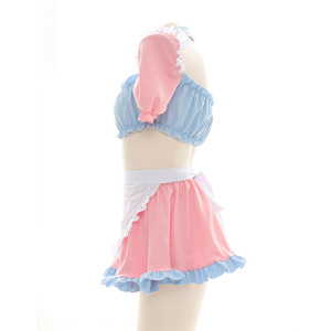 Seksi hizmetçi Cosplay kıyafet sevimli pembe mavi okul kız kostümleri kadın Mini etek üniforma büyüleyici <span class=keywords><strong>Kawaii</strong></span> kadın takım elbise - Product Image 3
