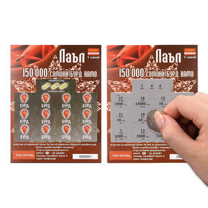 Impression couleur personnalisée loterie à thème bricolage gagnant des billets de <span class=keywords><strong>loto</strong></span> anti-contrefaçon prix en espèces chanceux carte de loterie à gratter - Product Image 2