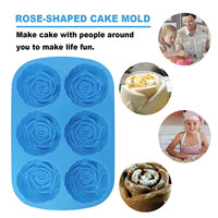 6 cavités grande fleur de rose moule en silicone moule en résine écologique pour gâteau chocolat bonbons glaçon fabrication de savon