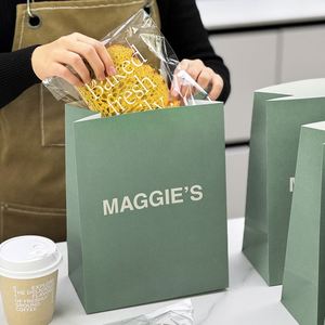 Sacs à emporter jetables en papier kraft noir écologiques et recyclables personnalisés pour hamburgers, frites, burgers et pâtes, restauration rapide - Product Image 3