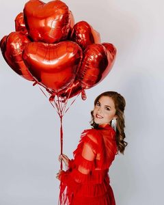Ballons en aluminium en forme de cœur de 18 pouces, couleur unie, pour anniversaires, remises de diplômes, fêtes d'Halloween - Décoration écologique en gros - Product Image 5