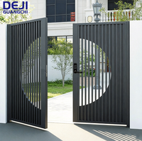Portail double battant en aluminium de style chinois, noir, pour villa et jardin, résistant aux intempéries, à commande manuelle, décoratif, pour allée principale