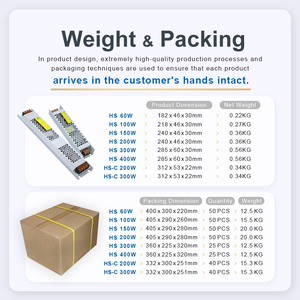 Hộp Đèn Bộ Nguồn Công Tắc Kích Thước Mỏng Hs 60W 12V 5a Smps 100W 150W 200W 300W 400W Hs - Product Image 5