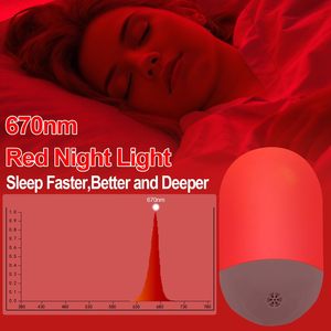 Veilleuse à capteur de lumière rouge 670nm personnalisable OEM ODM pour thérapie du sommeil, chambre et salle de bain - Product Image 2