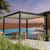 Pergola motorisée en aluminium à toit rétractable, auvent bioclimatique, revêtement PVC, résistant aux intempéries, abri de jardin 4x4