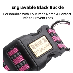 Collier de chien réglable réfléchissant durable à séchage rapide boucle en nylon sécurisé motif à rayures douces 10 couleurs pour les promenades de randonnée sur la plage - Product Image 6