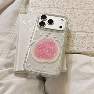 Funda para iPhone 16/15/13 con diseño de guayaba dorada, transparente y de alta estética - Product Image 3