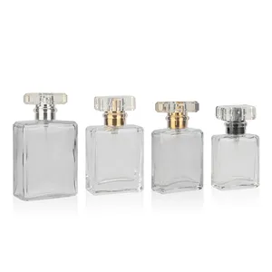 100Ml Luxe Vierkante Frosted Hete Verkoop Glazen Parfumfles Met Vierkante Dop En Zilveren Sproeier