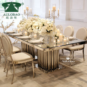Mesa de Comedor Rectangular de Acero Inoxidable Plateado con 8 Sillas, Estilo Moderno - Product Image 6