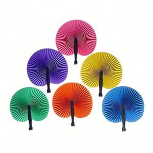 <b>Handheld</b> Heart-Shaped Circular Paper Folding Fan for Weddings and Parties Business Advertising Gift Made of Durable Plastic - Product Image 1